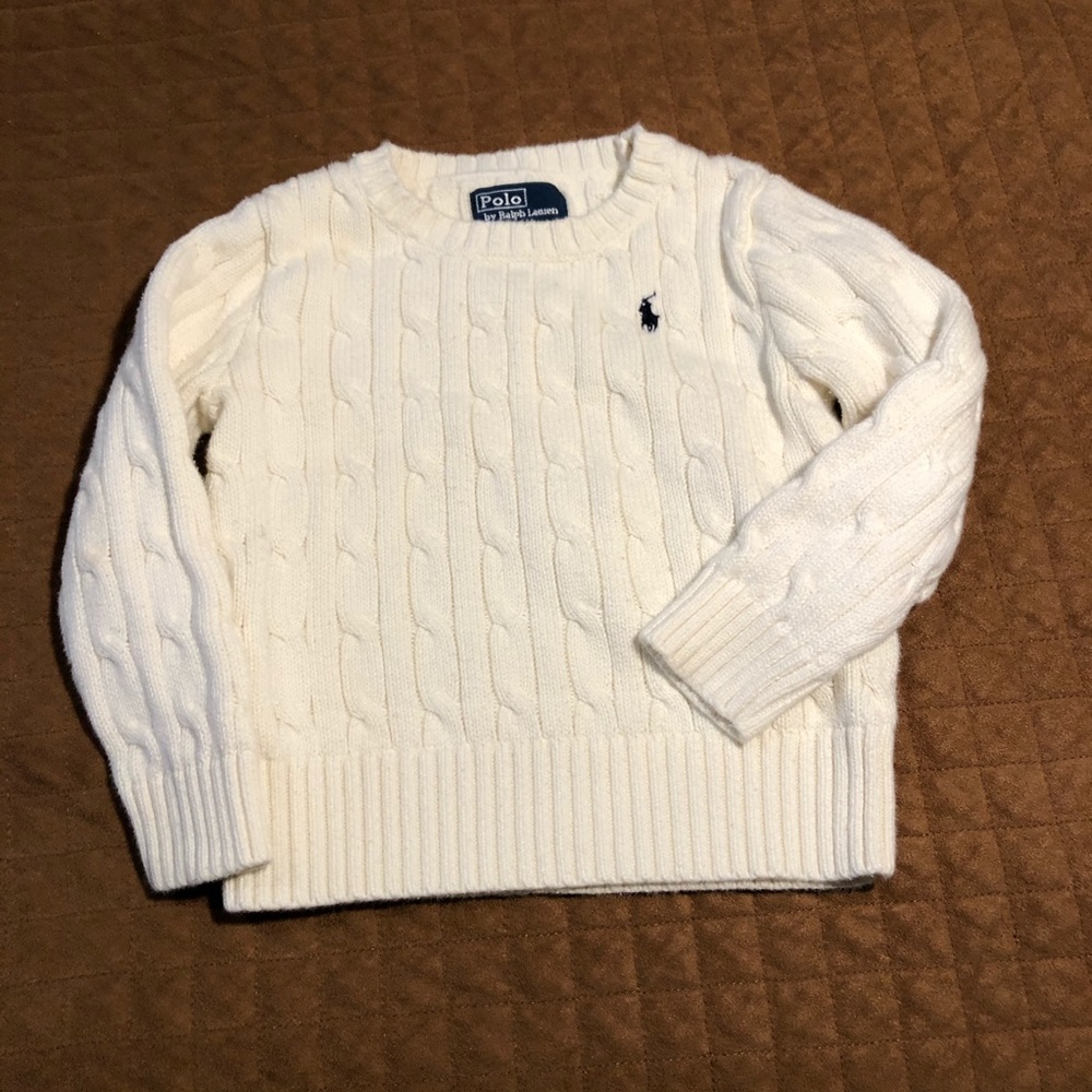 POLO SWEATER RALPH LAUREN SIZE 3T BOYS WHITE COLOR